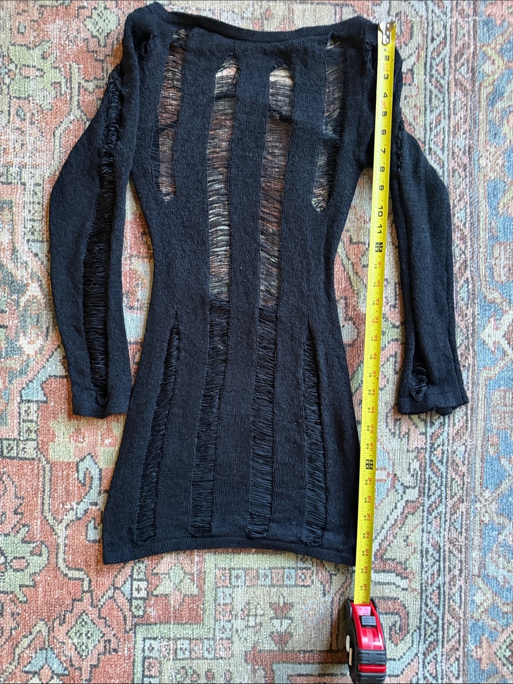 Jaded London Black Distressed Off-Shoulder Open-Knit Sweater